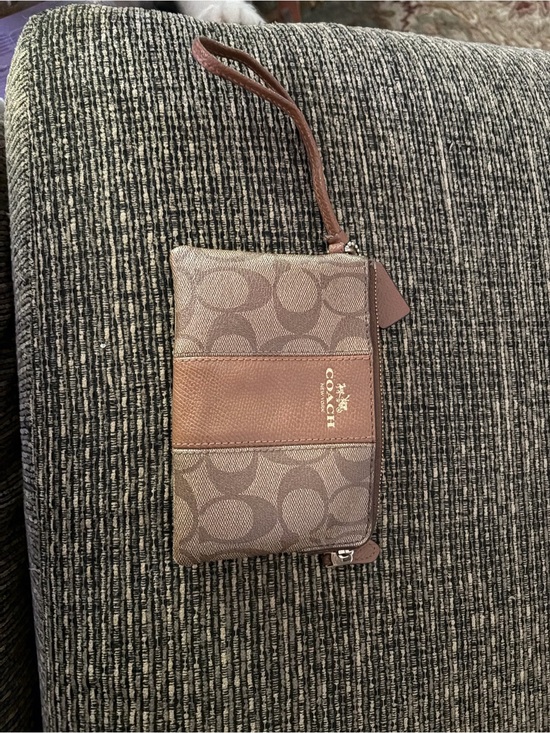 Coach Handbags - Coach Signature Brown Wristlet Clutch